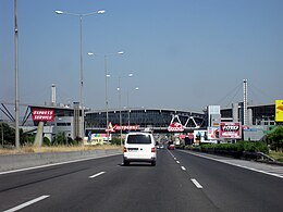 A1 Motorway near Athens, Greece with rest area above