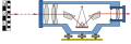 The internal prism mechanism of an automatically levelling telescope.