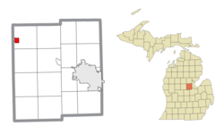科尔曼在密德兰县及密歇根州的位置（以红色标示）