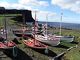 Wooden row boats from Vágur on Vágseiði, the oldest one was built in 1872