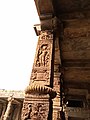 Ancient ruins of Hindu temple, with figure of a female dancer inside the Quwwat-ul Islam mosque