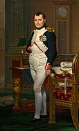 贾克-路易·大卫的《书房中的拿破仑》，203.9 × 125.1cm，约作于1812年，来自山缪·亨利·卡瑞斯的收藏。[52]