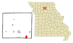 马瑟林在林县及密苏里州的位置（以红色标示）