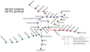 Map of the currently under construction Donetsk Metro.
