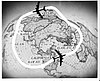 Route of the first round-the-world nonstop flight by a jet airplane