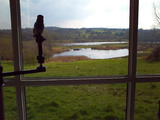 View through the main window of the former visitor centre, which was equipped with telescopes for public use.