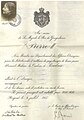 Diplomatic passport of Queen Natalie issued on 9 July 1937, at the Royal Yugoslav Consulate in Paris, in the name of Nathalie, Countess of Rudnik stating that she was born in 1859 in Florence, as Nathalie Keshko. The document was signed by King Peter II of Yugoslavia