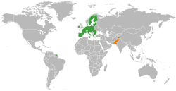 Map indicating locations of European Union and Pakistan