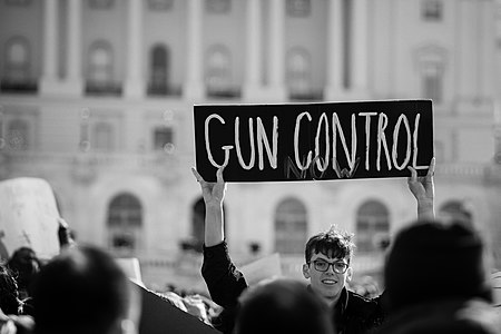 Gun Control Now, a student participating in National Walkout Day at the Capitol, Washington DC