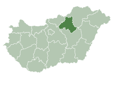 Heves County within Hungary