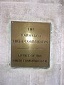 Plaque outside the High Commission