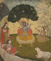 19th century Rajasthan painting depicting Krishna and Gopis