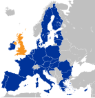 The EU (blue) and the UK (orange)