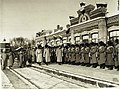 Tsar Nicholas II reviewing soldiers of the 157th Imeretinsky Infantry Regiment and the 158th Kutaisi Infantry Regiment at Bobruisk railway Station, 21 December 1904