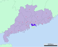 Location of Shenzhen City jurisdiction in Guangdong
