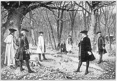 Men preparing for a pistol duel