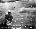 Imperial Japanese Army paratrooper are landing during the battle of Palembang, February 13, 1942.