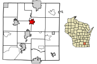 Location of Johnson Creek in Jefferson County, Wisconsin.