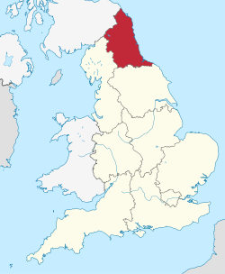 North East region shown within England