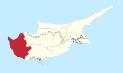 帕福斯区在塞浦路斯的位置