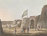 The North Entrance Into The Fort Of Bangalore with Tipu's flag flying.