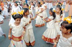Kids dancing in 'The Great Masi Procession' during Ayya Vaikunda Avataram.