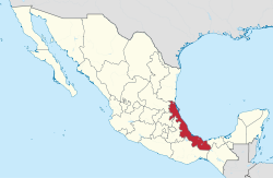 韦拉克鲁斯州在墨西哥的位置