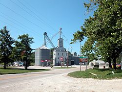 A grain elevator in Prairie du Rocher