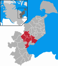 Map of Ostholstein highlighting Ostholstein-Mitte