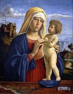 齐玛·达·科内利亚诺（英语：Cima da Conegliano）的《圣母与圣子（义大利语：Madonna col Bambino (Cima da Conegliano Bologna)）》，60 × 47cm，约作于1495年，来自山上圣约翰教堂（英语：San Giovanni in Monte, Bologna）的藏品。[17]