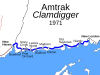 Route map for Amtrak's Clamdigger train which replaced the New Haven's service