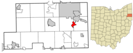 Location of Poland in Mahoning County and in the State of Ohio