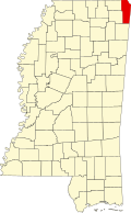 蒂肖明戈县在密西西比州的位置