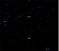 在地球上看蒭藁增二的位置，左边是猎户座，右边是金星，上方是昴星团。