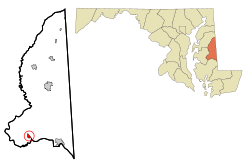 普雷斯顿在加罗林县的位置（以红色标示）