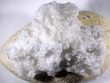 White crystals of chvaleticeite