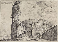 Print of the Colosseum in Rome, published by Hieronymus Cock in 1551