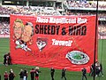 Kevin Sheedy and James Hird farewell banner for the Melbourne Cricket Ground
