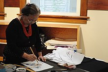 Midori Kono Thiel making sumi-e painting at Culture Day at Seattle's Nihon Go Gakko / Japanese Cultural & Community Center in 2009