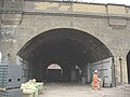 A close-up of an arch at Raymouth Road showing the three parallel viaducts.