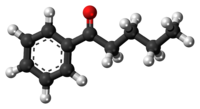 Ball-and-stick model of the valerophenone molecule