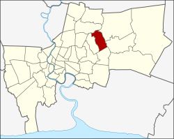 红色区块为汉那尧位于泰国曼谷的位置。