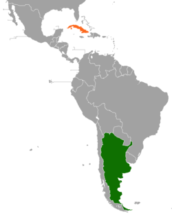 Map indicating locations of Argentina and Cuba
