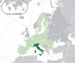 Map showing Italy in Europe
