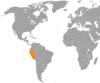 Location map for the Holy See and Peru.