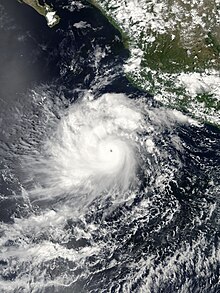 Image of a strong hurricane over the Pacific Ocean.