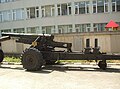 K1 howitzer (with postwar pneumatic wheels) in traveling position.