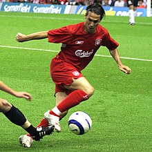 Luis Garcia playing for English club Liverpool in 2005