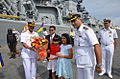 Maldivian naval officers welcome Indian Navy personnel at Port Louis, Mauritius, in 2014.