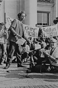 Mario Savio at a rally at Sproul Hall, Berekley California, 1966